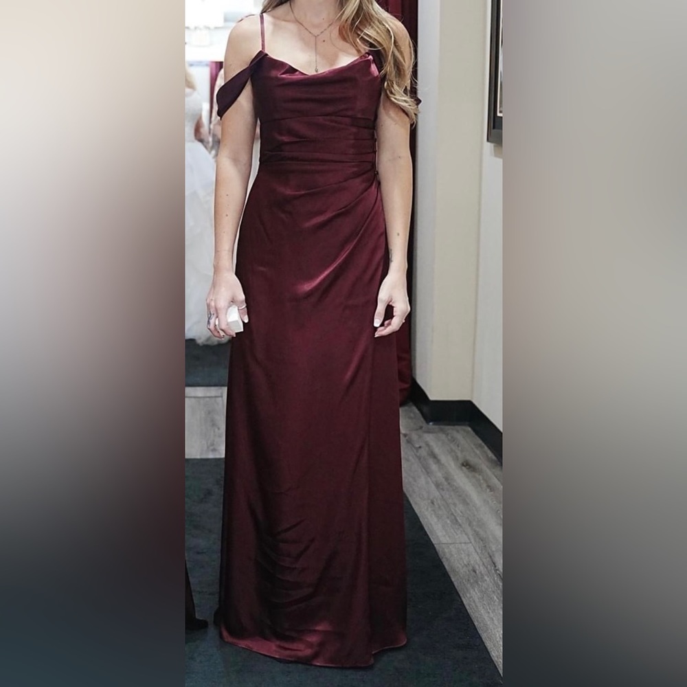 David’s Bridal Satin Cold Shoulder Dress